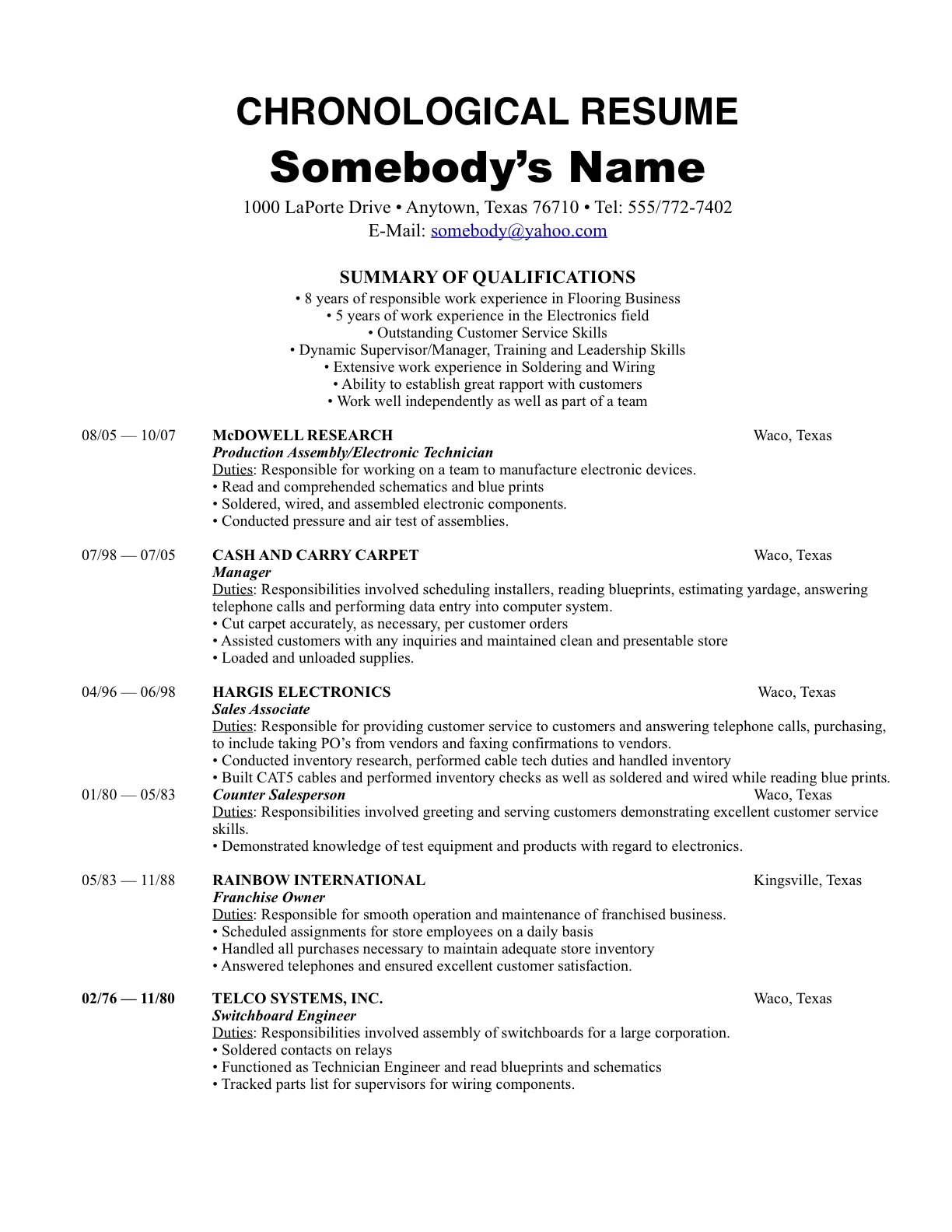 resume format you want to use, you will need to gather your employment ...